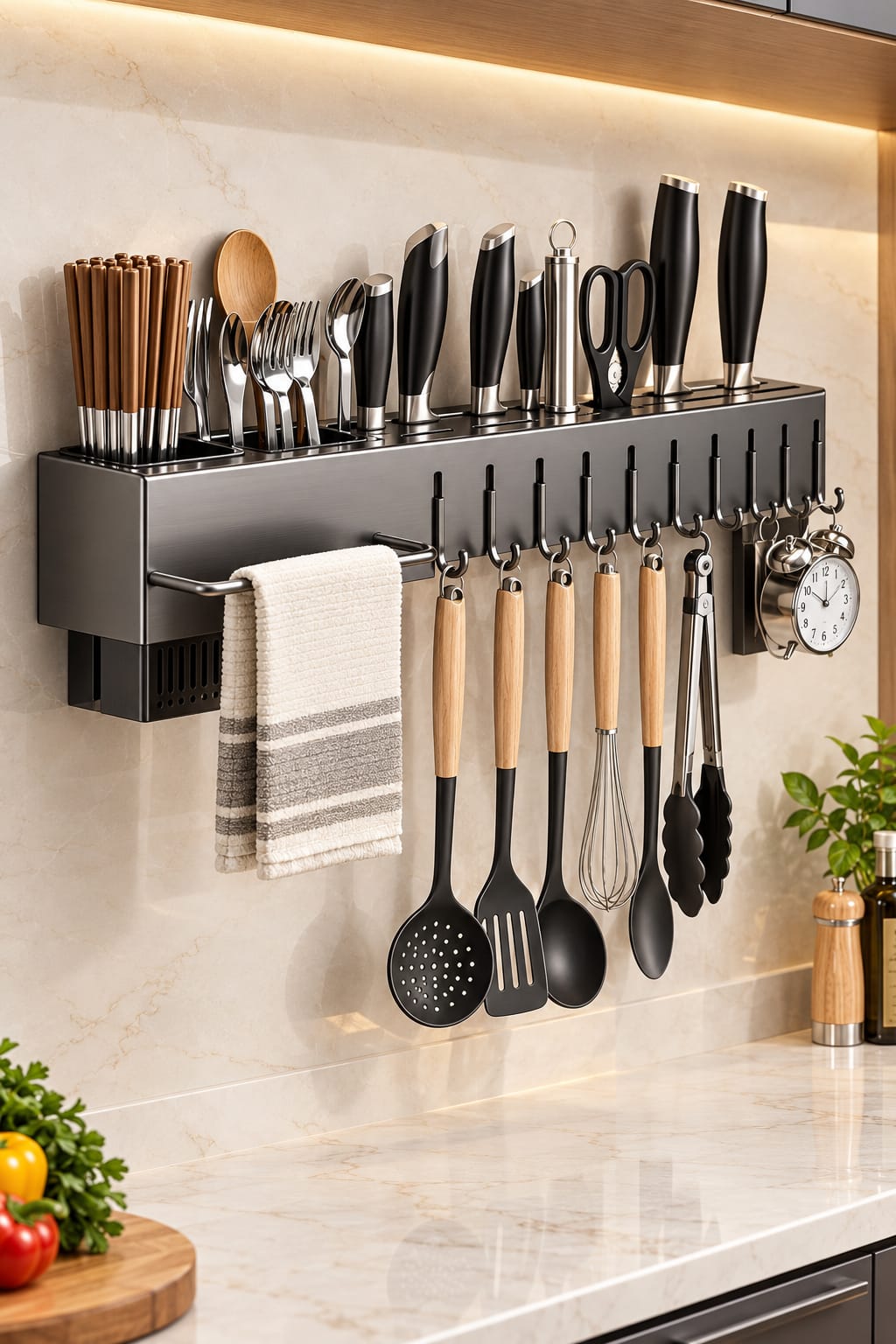 High-Quality Carbon Steel Kitchen Utensil Storage Rack